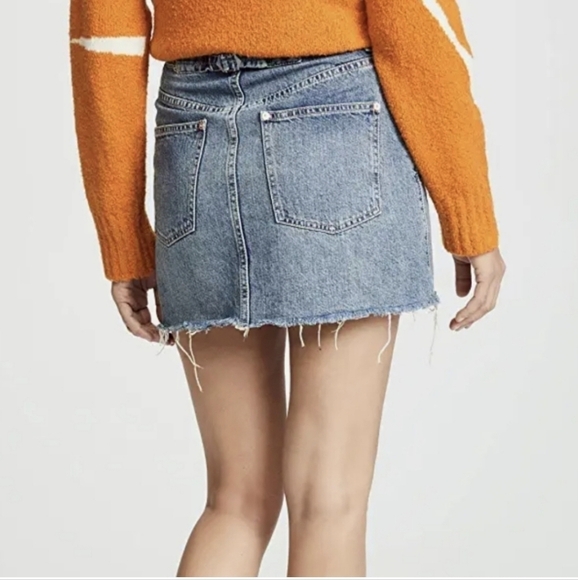 FREE People we the free denim jean mini skirt 25 - Picture 4 of 12